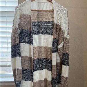 SHEIN Multicolor Striped Open-Front Cardigan